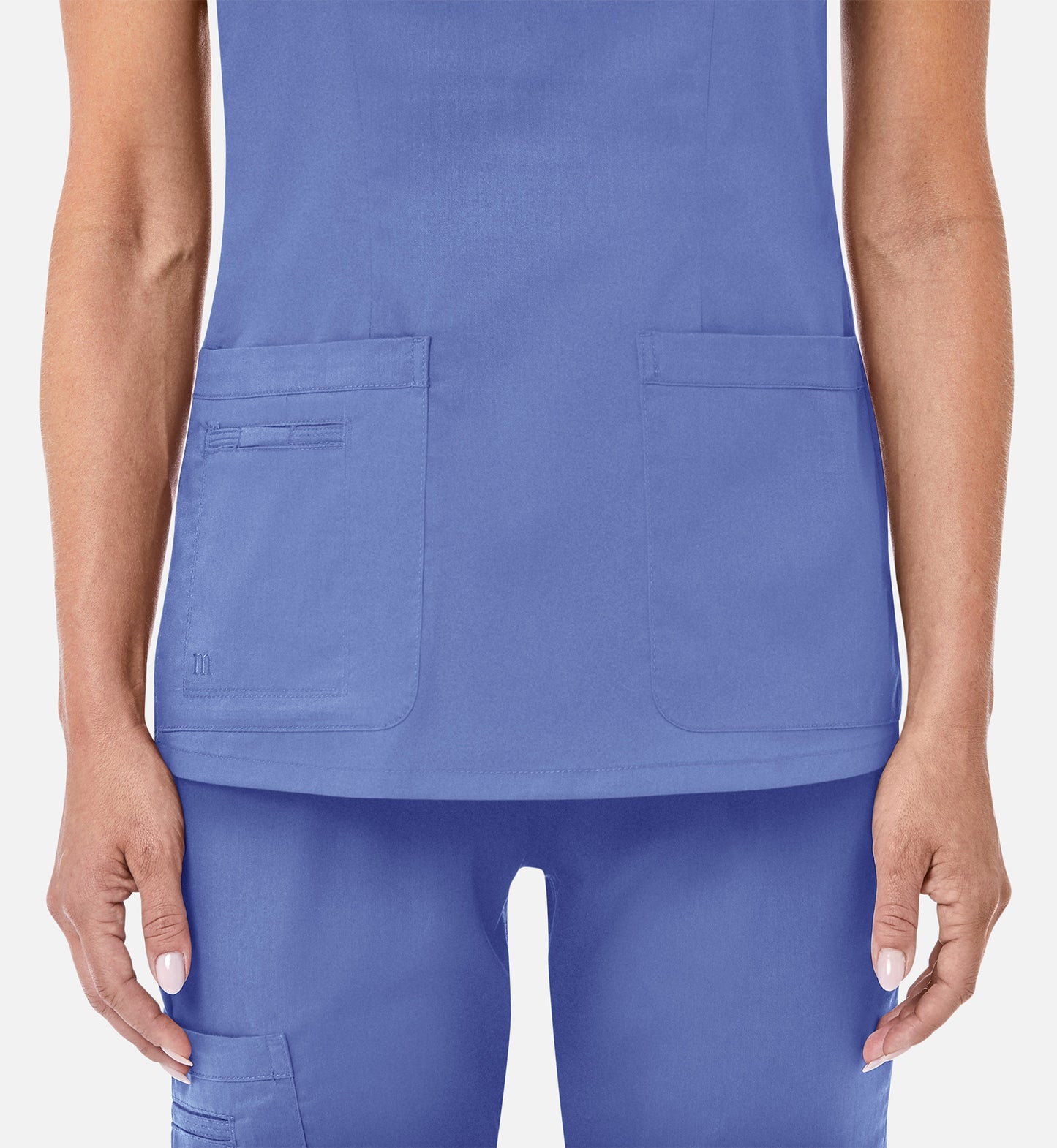 Blossom 1802 Curved V-Neck Top Ceil Blue