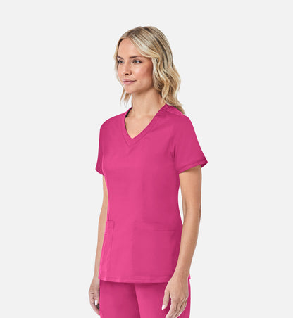 Blossom 1802 Curved V-Neck Top Candy Pink