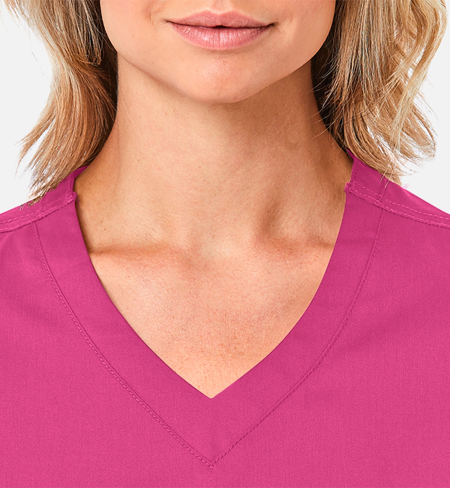 Blossom 1802 Curved V-Neck Top Candy Pink