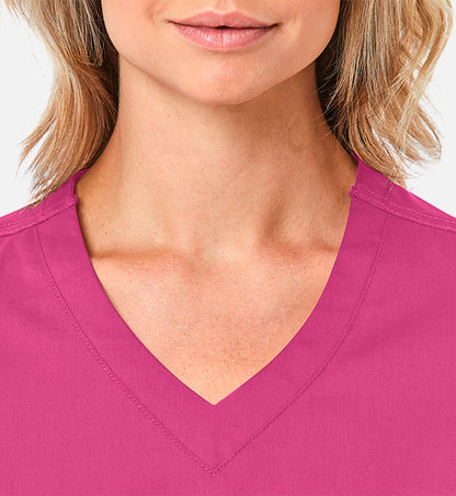 Blossom 1802 Curved V-Neck Top Candy Pink