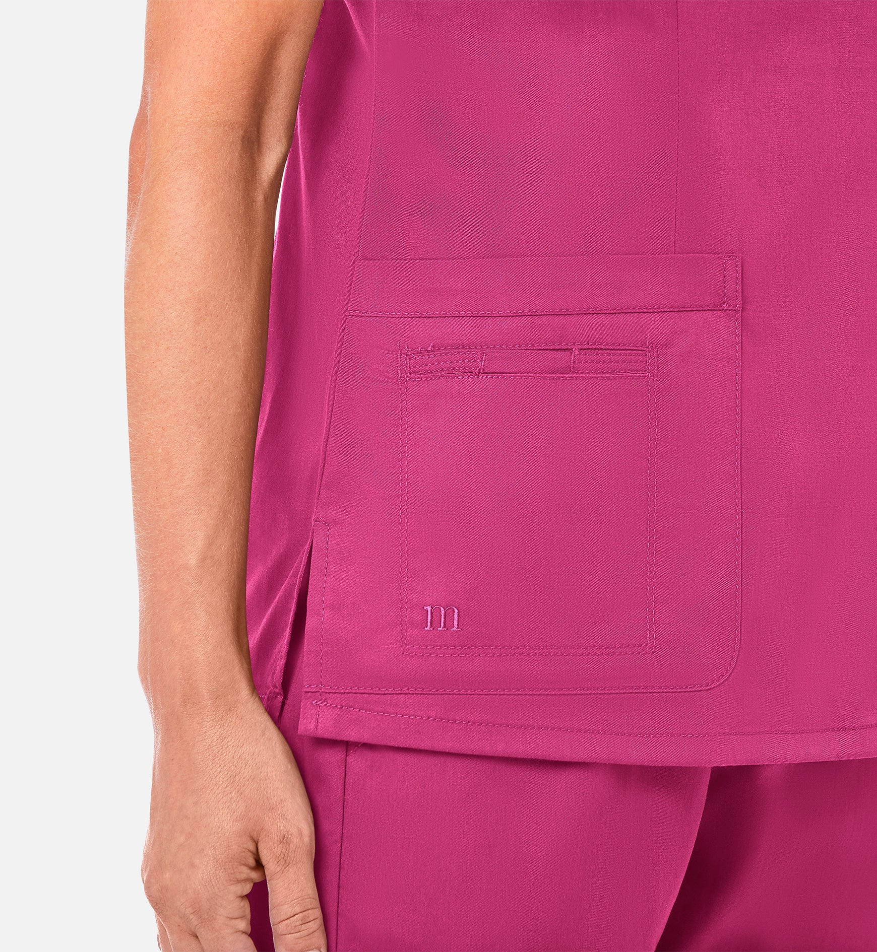 Blossom 1802 Curved V-Neck Top Candy Pink