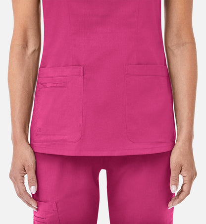 Blossom 1802 Curved V-Neck Top Candy Pink