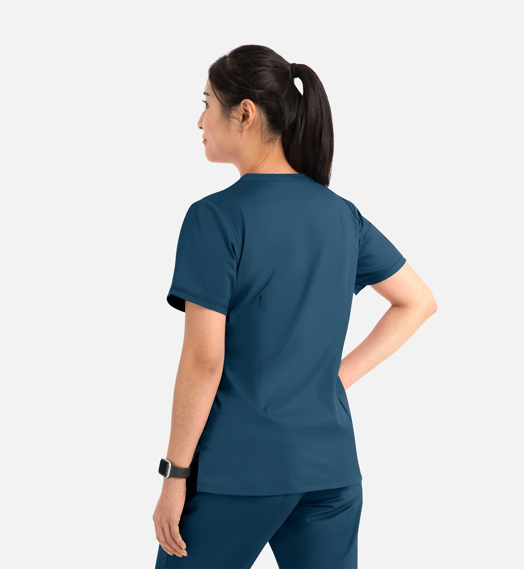 Blossom 1802 Curved V-Neck Top Caribbean Blue