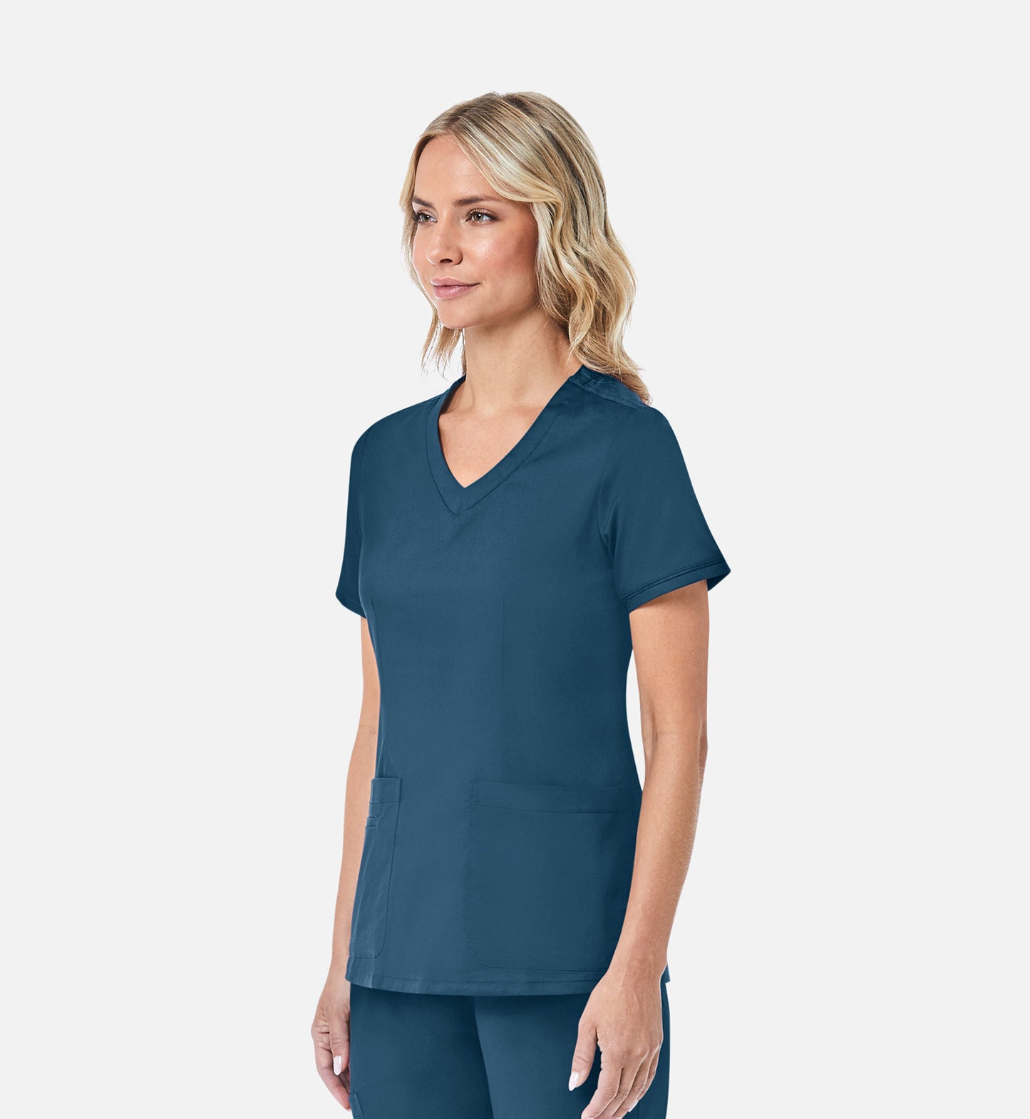 Blossom 1802 Curved V-Neck Top Caribbean Blue