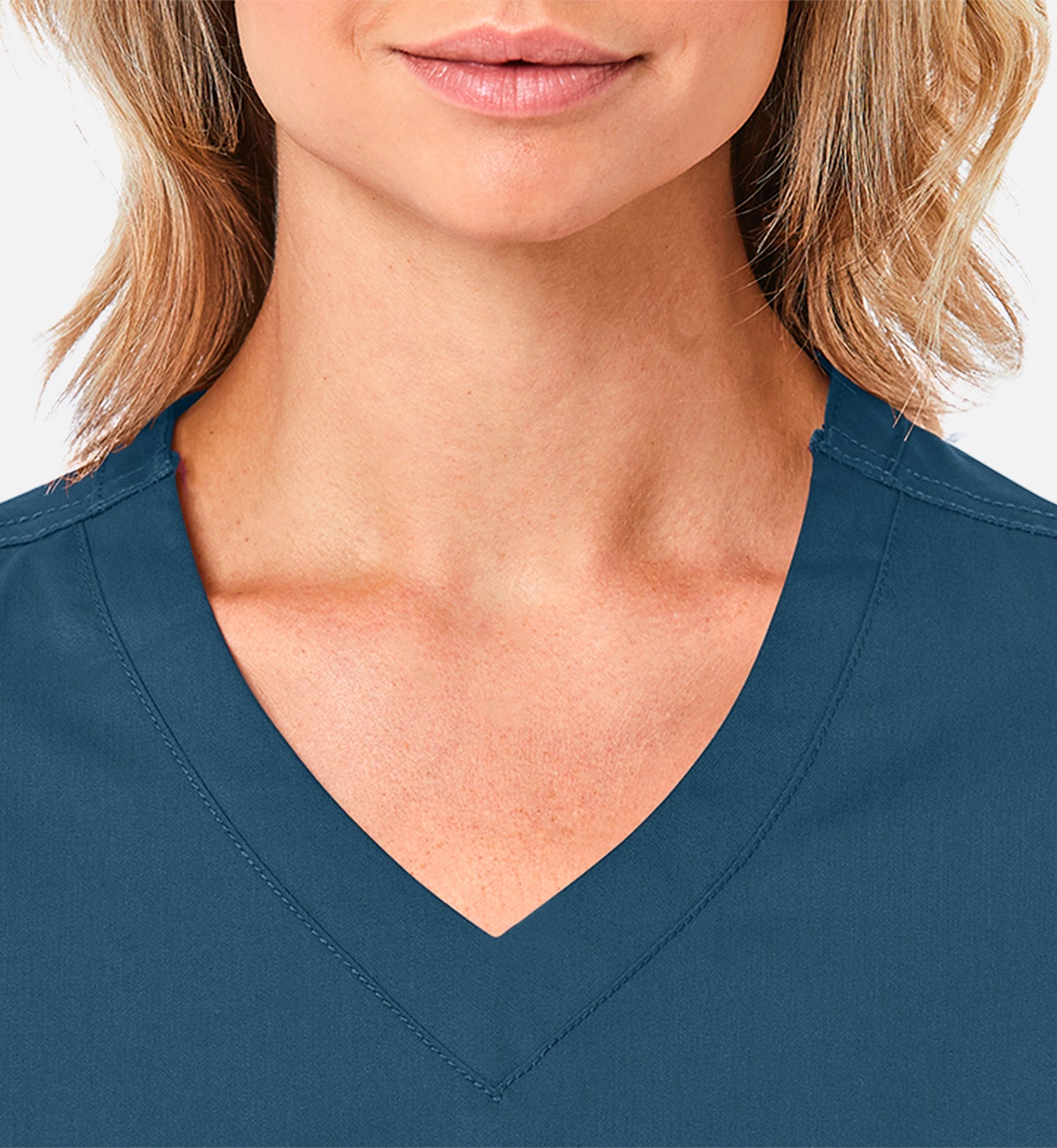 Blossom 1802 Curved V-Neck Top Caribbean Blue