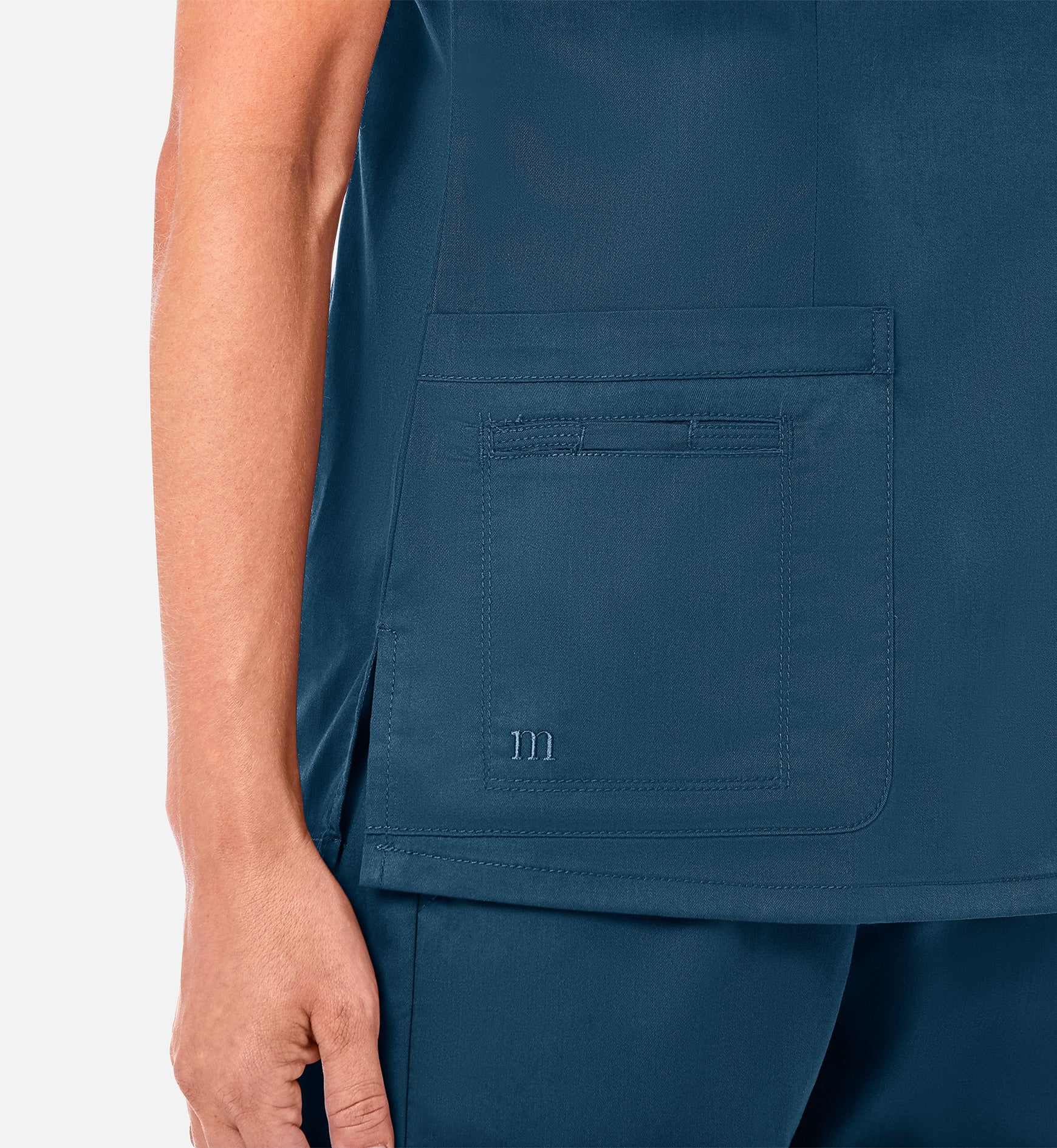 Blossom 1802 Curved V-Neck Top Caribbean Blue