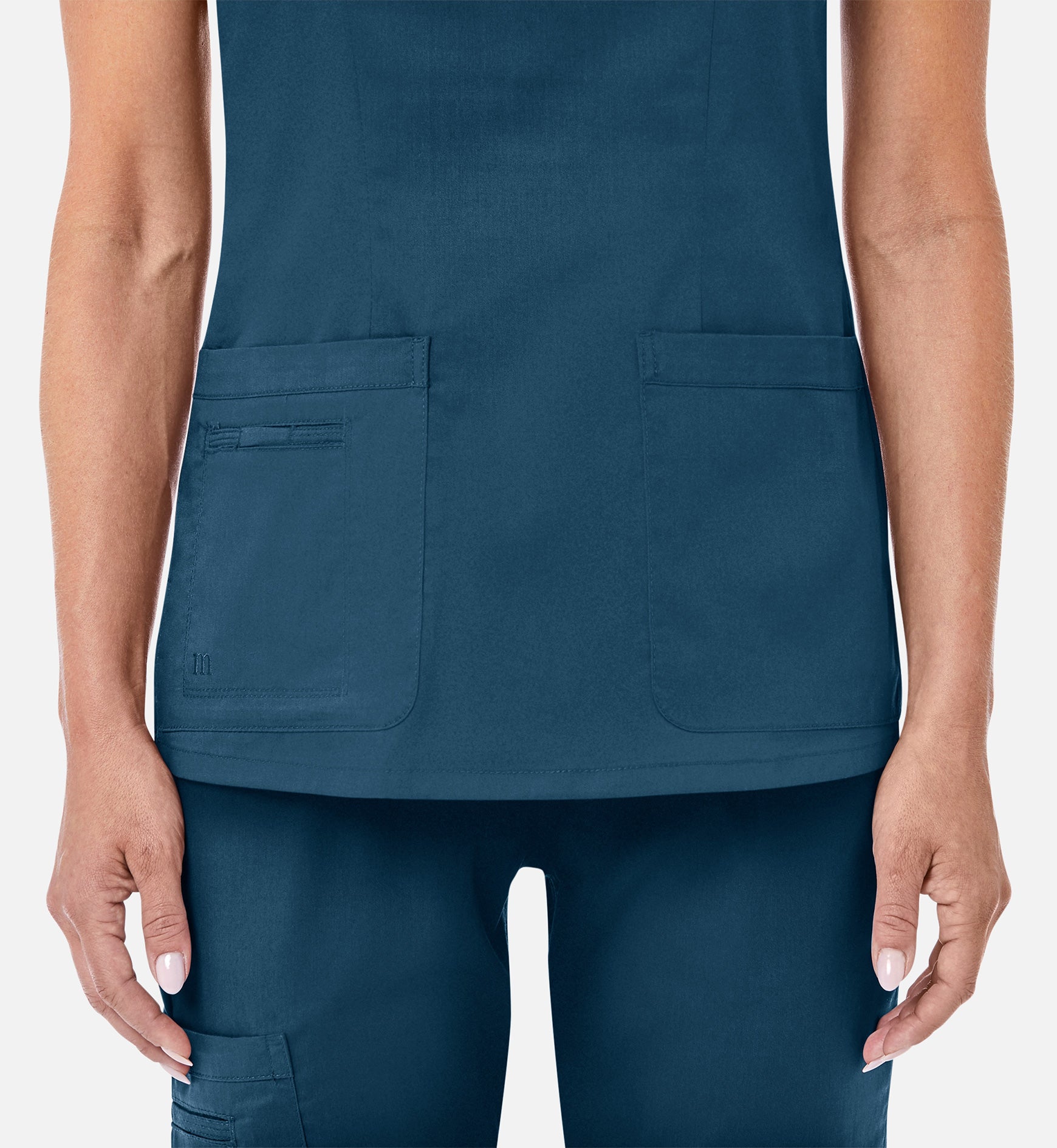 Blossom 1802 Curved V-Neck Top Caribbean Blue