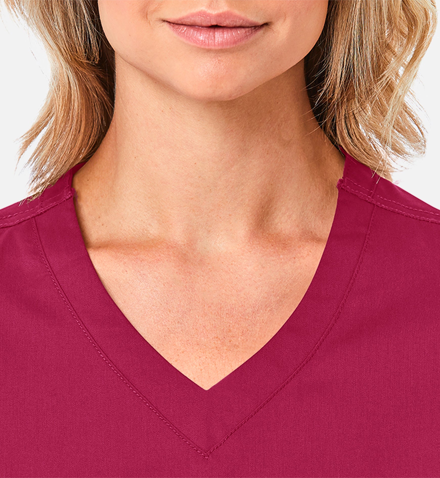 Blossom 1802 Curved V-Neck Top Crimson