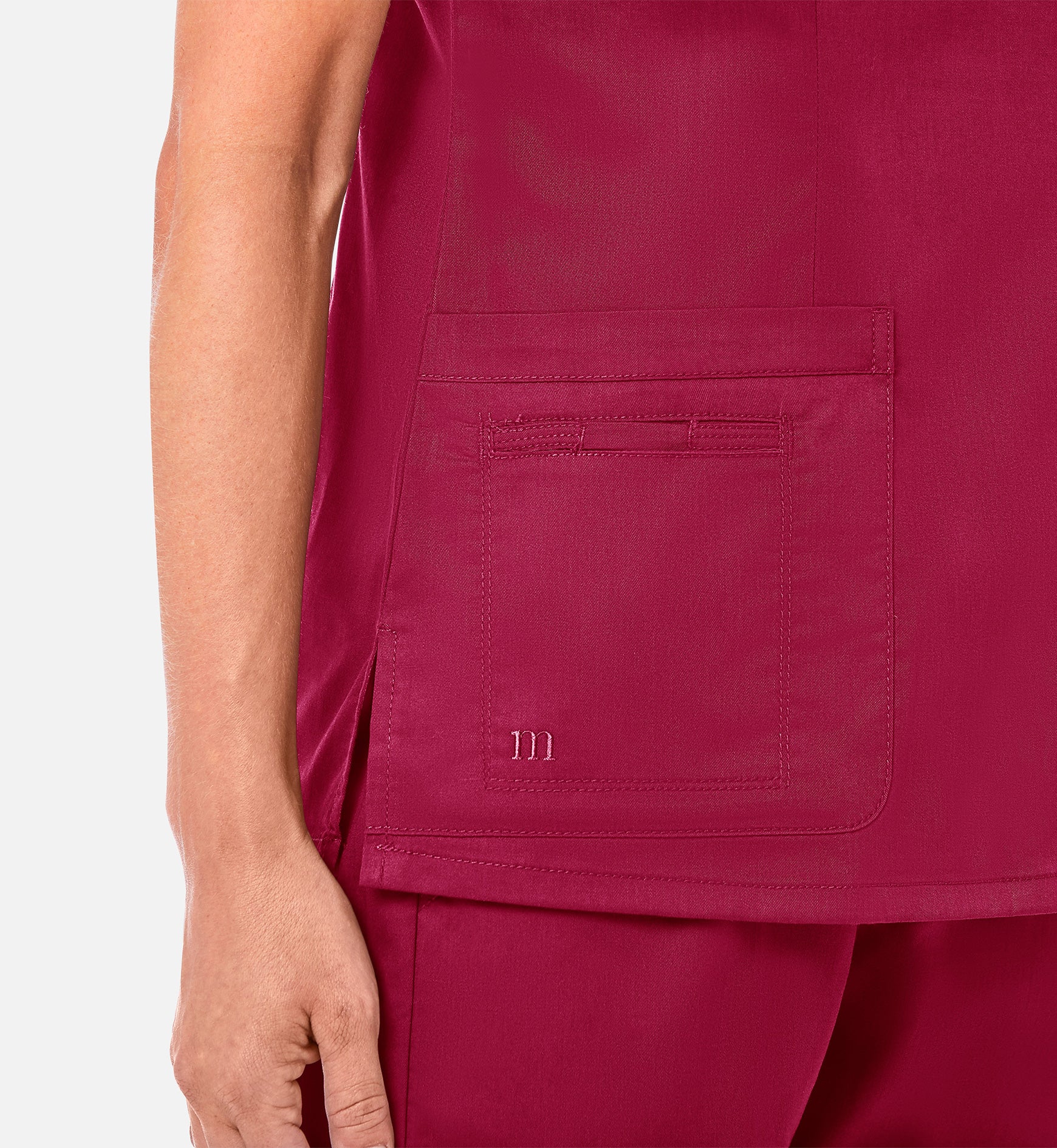 Blossom 1802 Curved V-Neck Top Crimson