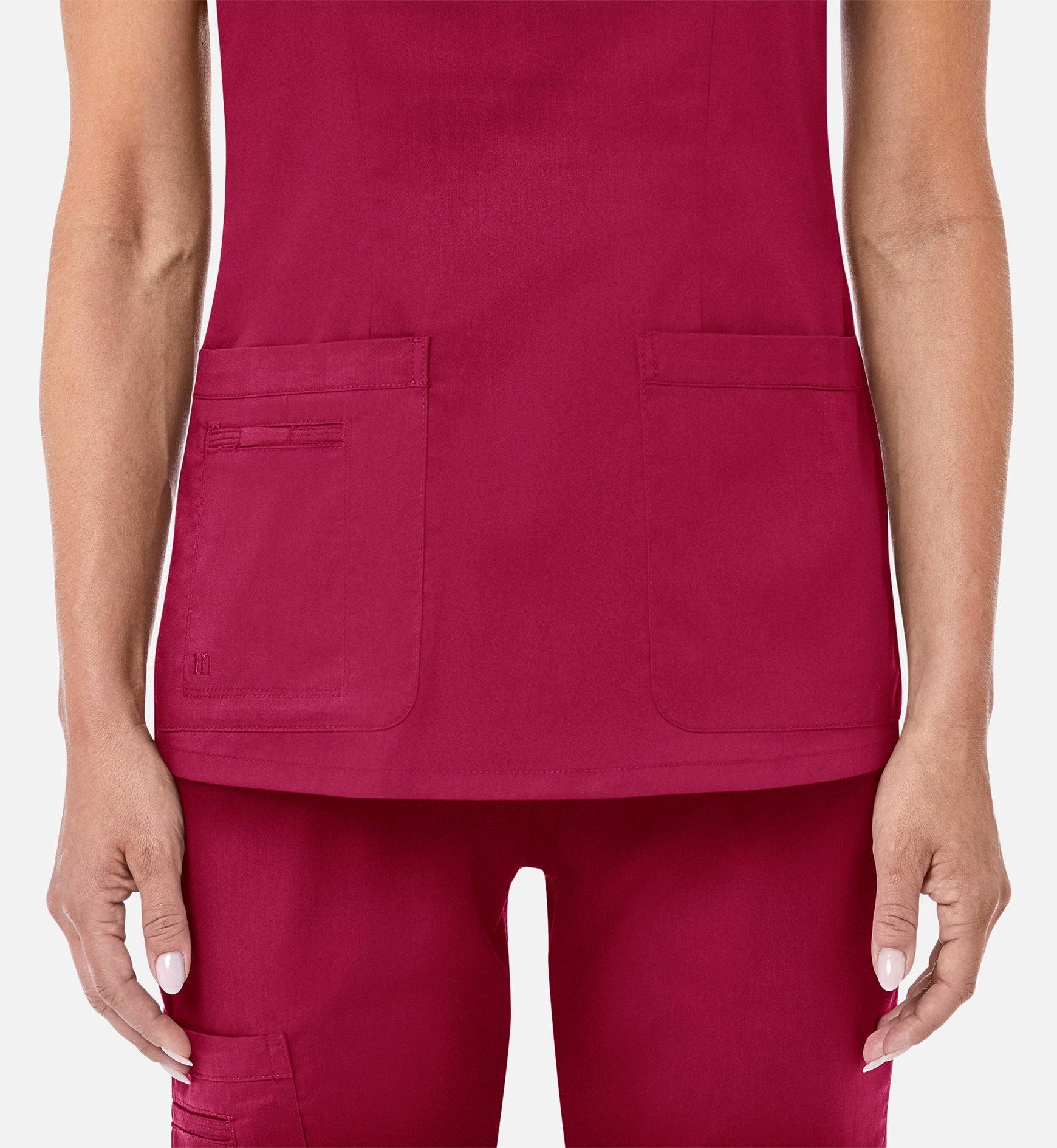 Blossom 1802 Curved V-Neck Top Crimson