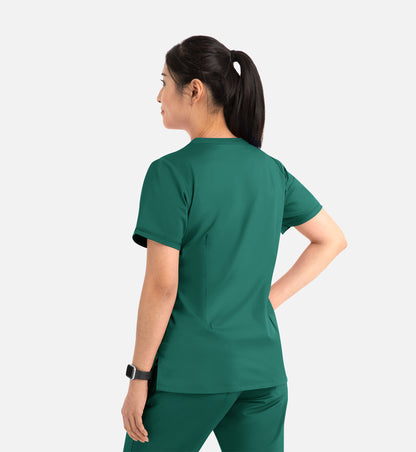 Blossom 1802 Curved V-Neck Top Hunter