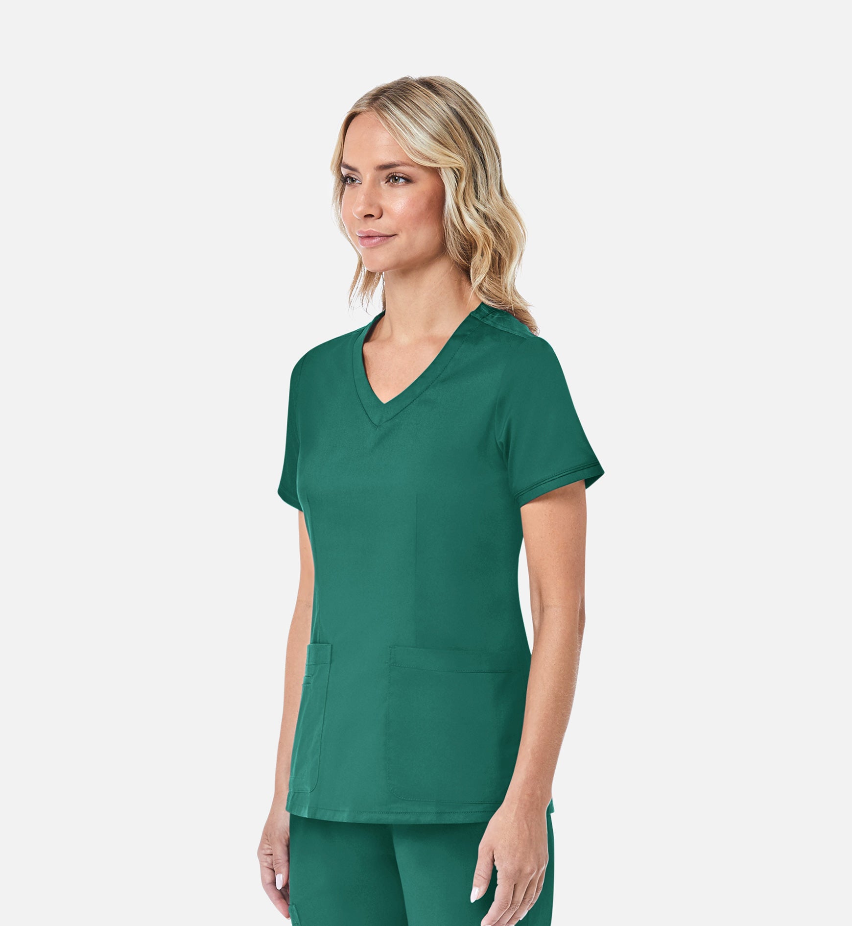 Blossom 1802 Curved V-Neck Top Hunter