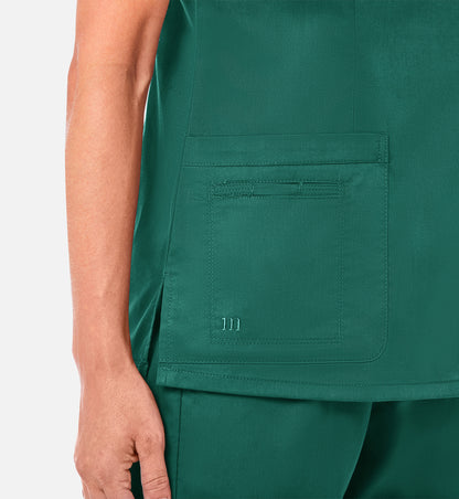 Blossom 1802 Curved V-Neck Top Hunter