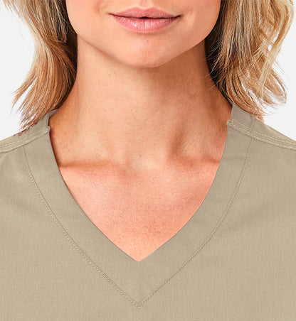 Blossom 1802 Curved V-Neck Top Khaki