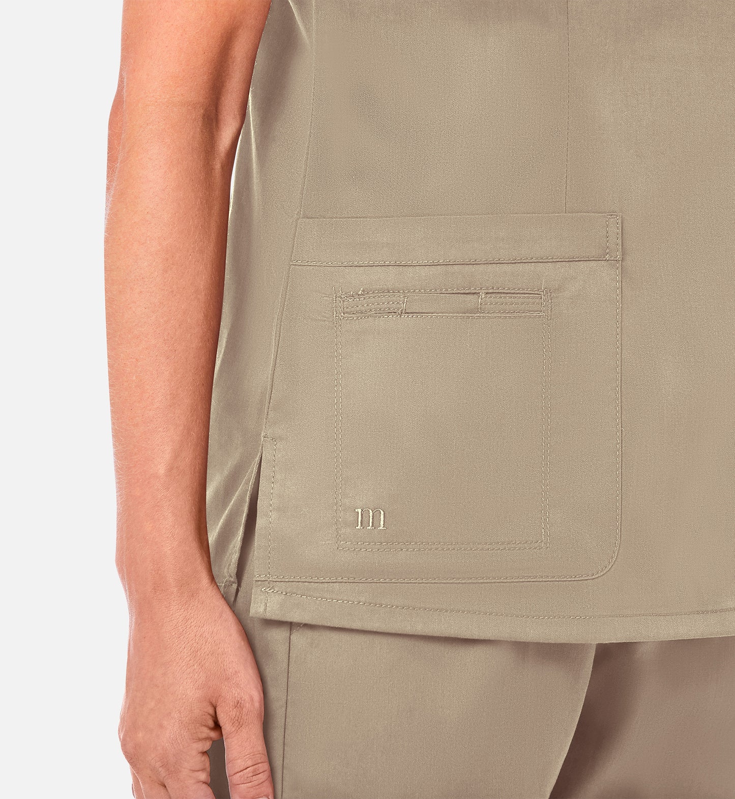 Blossom 1802 Curved V-Neck Top Khaki