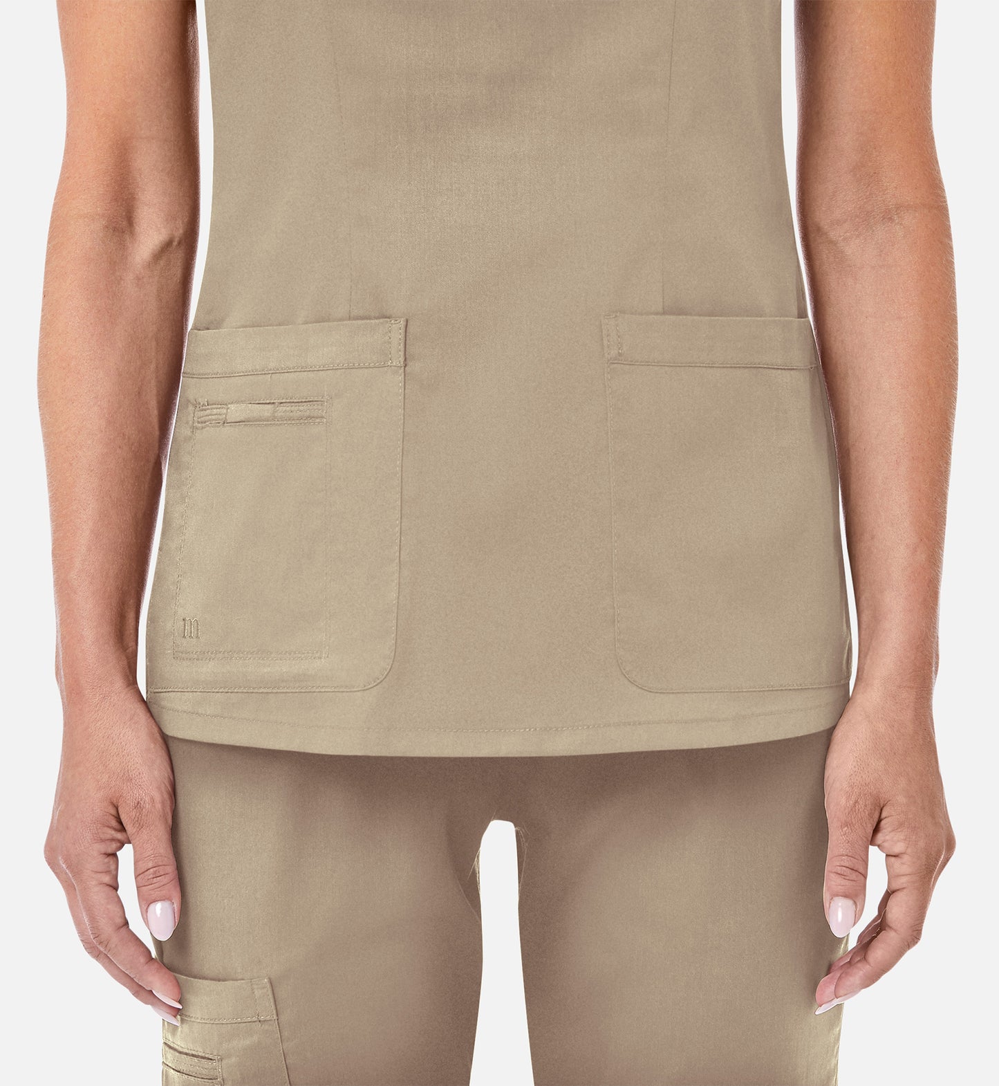 Blossom 1802 Curved V-Neck Top Khaki