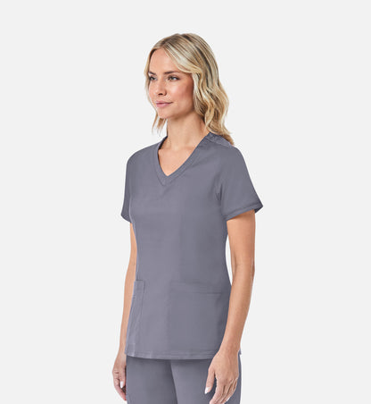Blossom 1802 Curved V-Neck Top Pewter