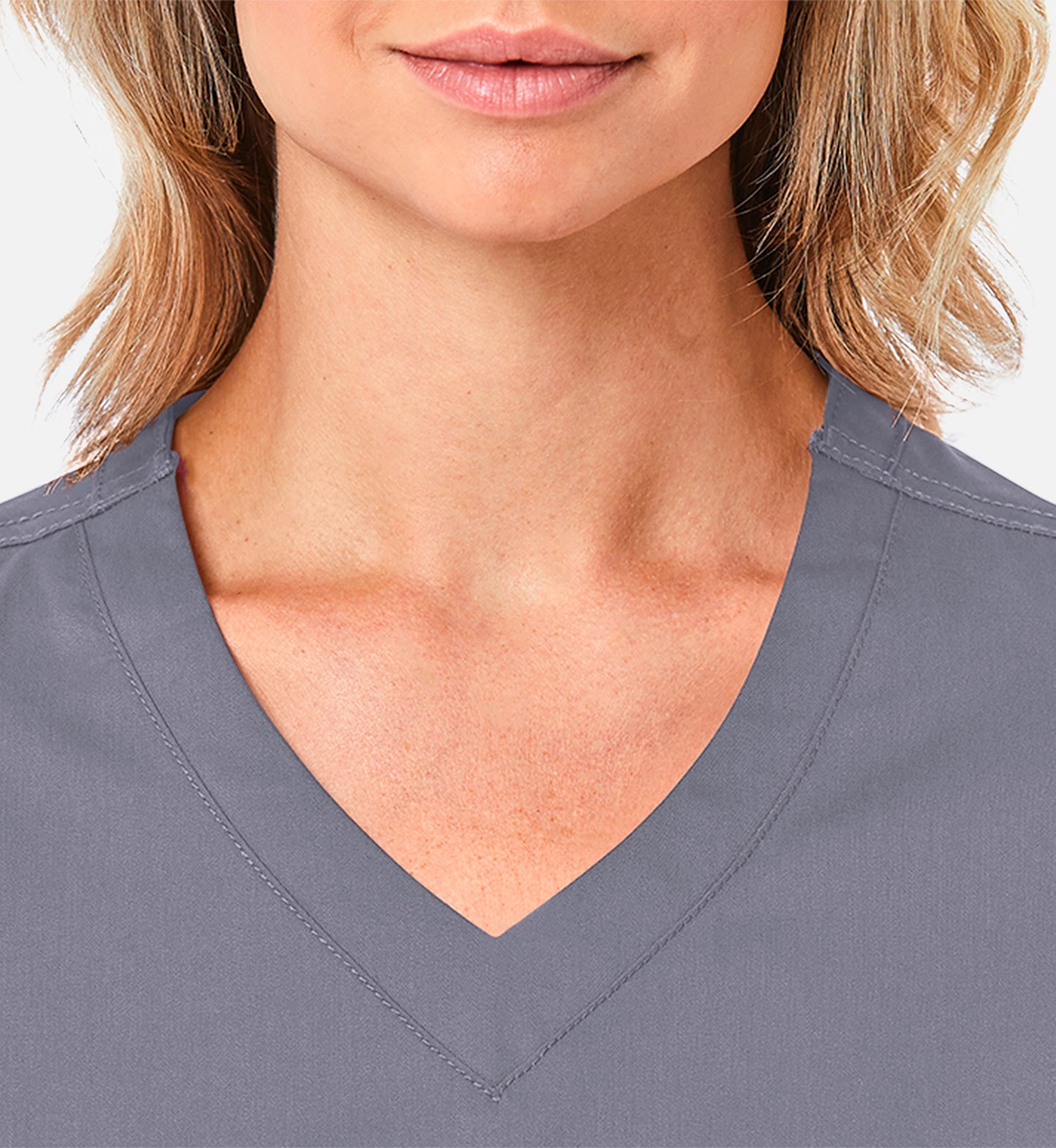 Blossom 1802 Curved V-Neck Top Pewter