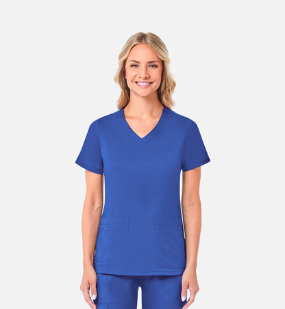 Blossom 1802 Curved V-Neck Top Royal Blue