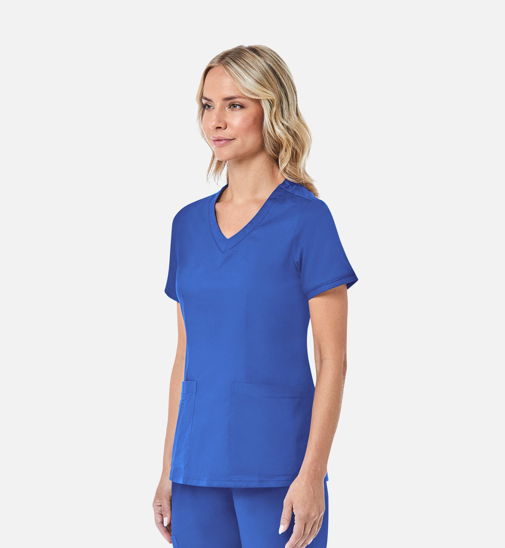 Blossom 1802 Curved V-Neck Top Royal Blue