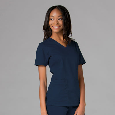 Blossom 1802 Curved V-Neck Top True Navy