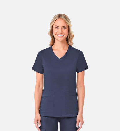 Blossom 1802 Curved V-Neck Top True Navy