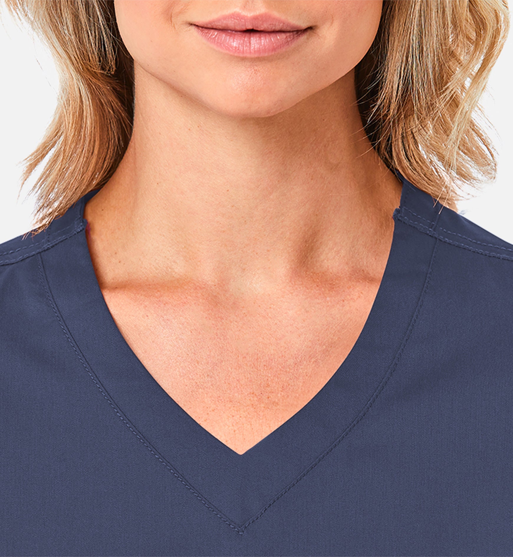 Blossom 1802 Curved V-Neck Top True Navy