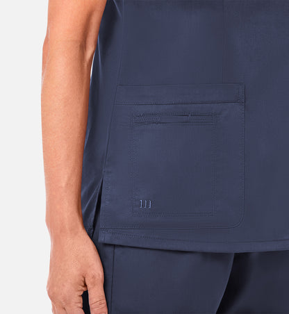 Blossom 1802 Curved V-Neck Top True Navy