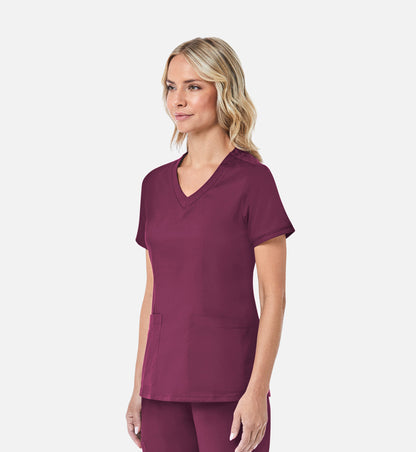 Blossom 1802 Curved V-Neck Top Wine