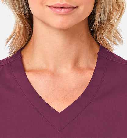 Blossom 1802 Curved V-Neck Top Wine