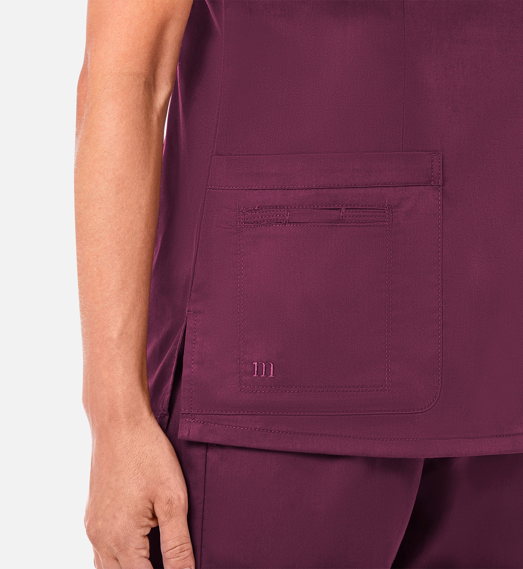 Blossom 1802 Curved V-Neck Top Wine