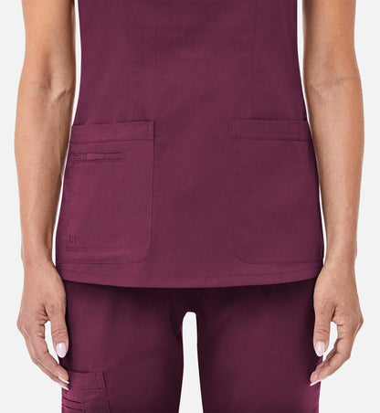 Blossom 1802 Curved V-Neck Top Wine