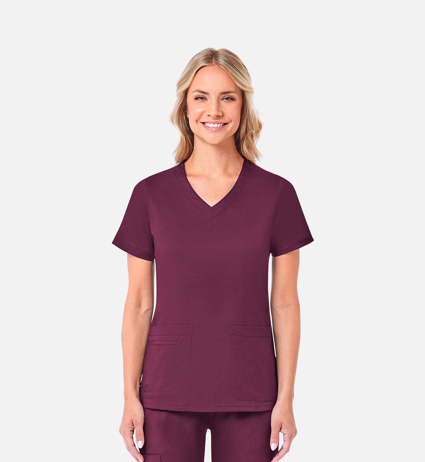 Blossom 1802 Curved V-Neck Top Wine