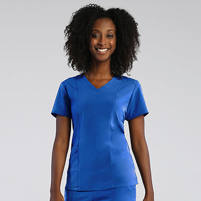 PureSoft 1901 Ladies 3-Panels V-Neck Top Royal Blue