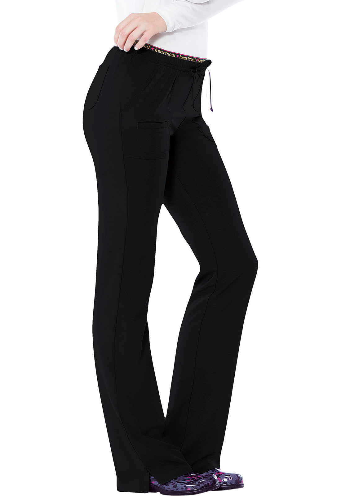 HeartSoul Break on Through 20110 Low Rise Drawstring Pants Black Model Image Front | Heartsoul