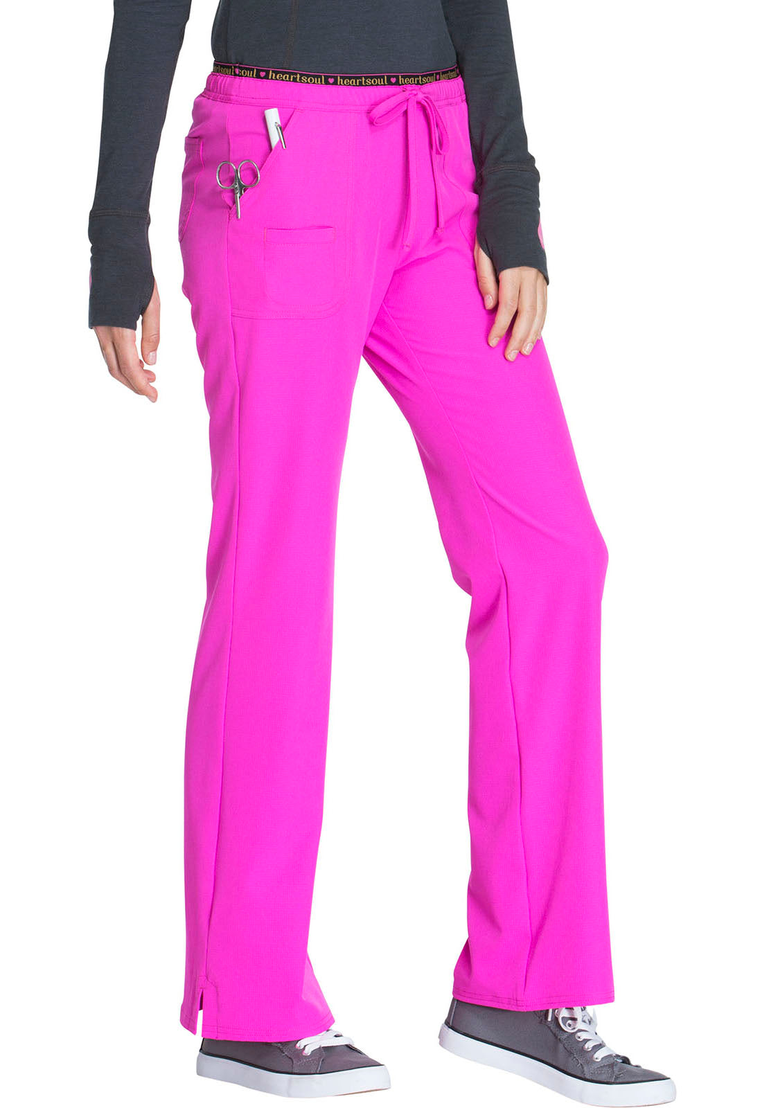 HeartSoul Break on Through 20110 Low Rise Drawstring Pants Glam Fuschia Model Image Left Side | Heartsoul