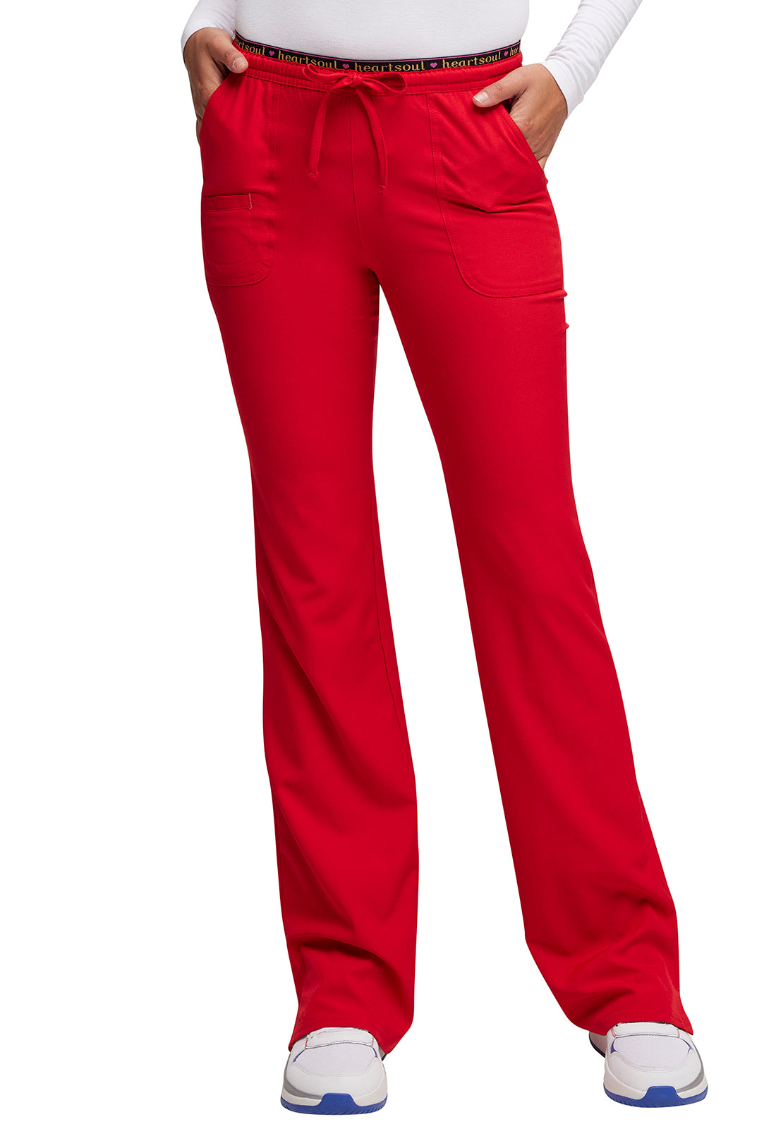 HeartSoul Break on Through 20110 Low Rise Drawstring Pants Red Model Image Right Side | Heartsoul