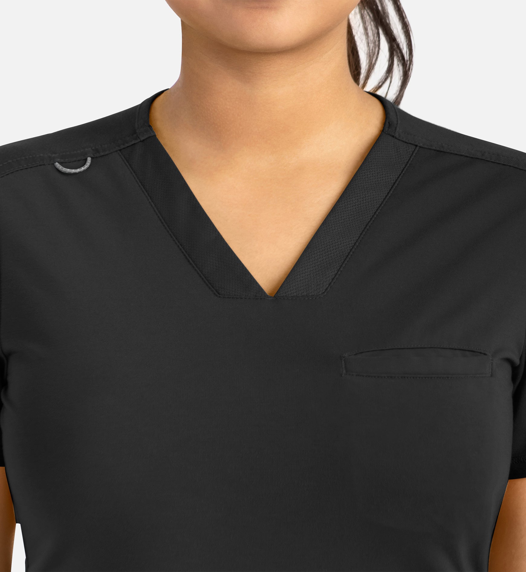 Focus 20301 Women’s Banded V-Neck Top Black