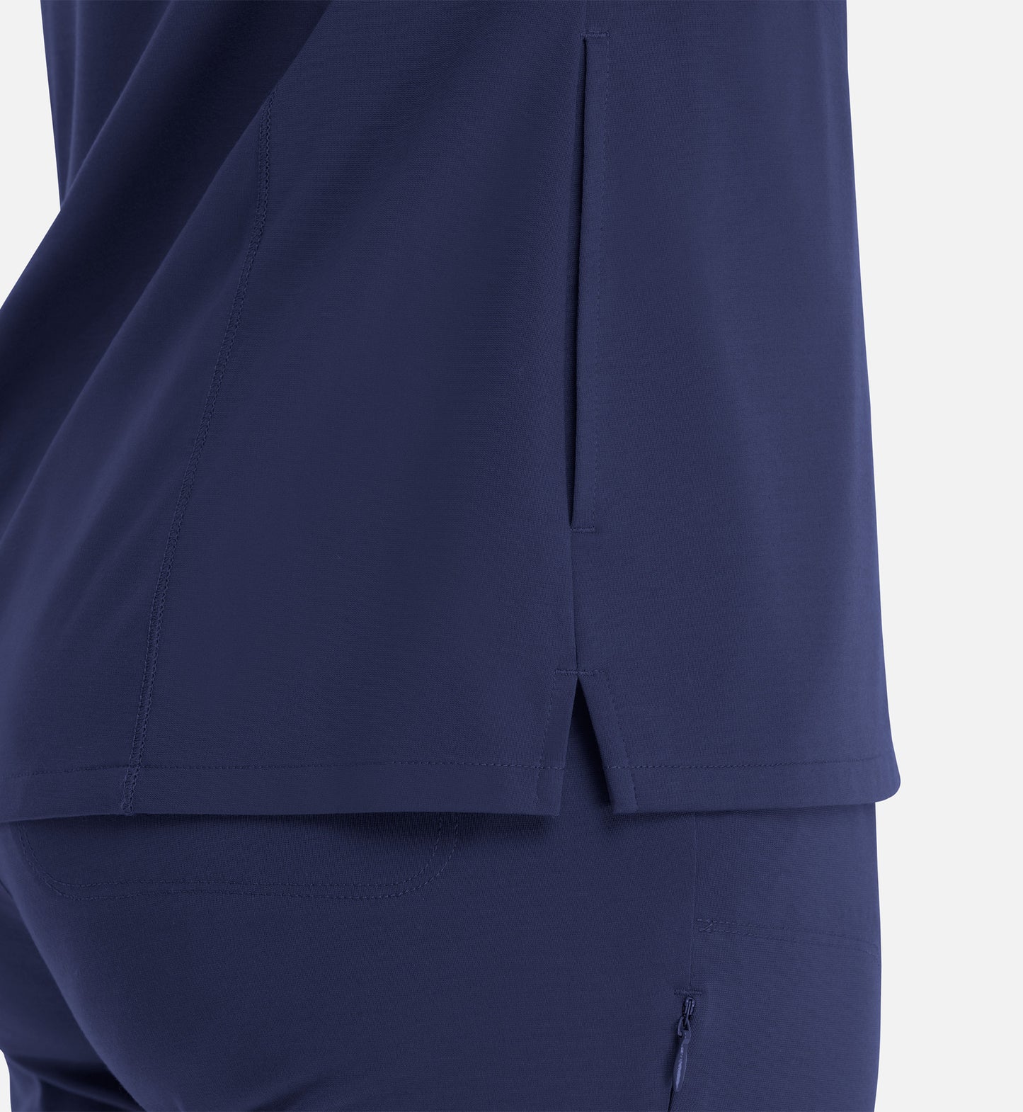 Focus 20301 Women's Banded V-Neck Top Navy