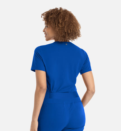 Focus 20301 Women’s Banded V-Neck Top Royal Blue