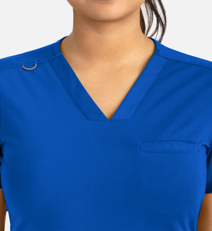 Focus 20301 Women’s Banded V-Neck Top Royal Blue