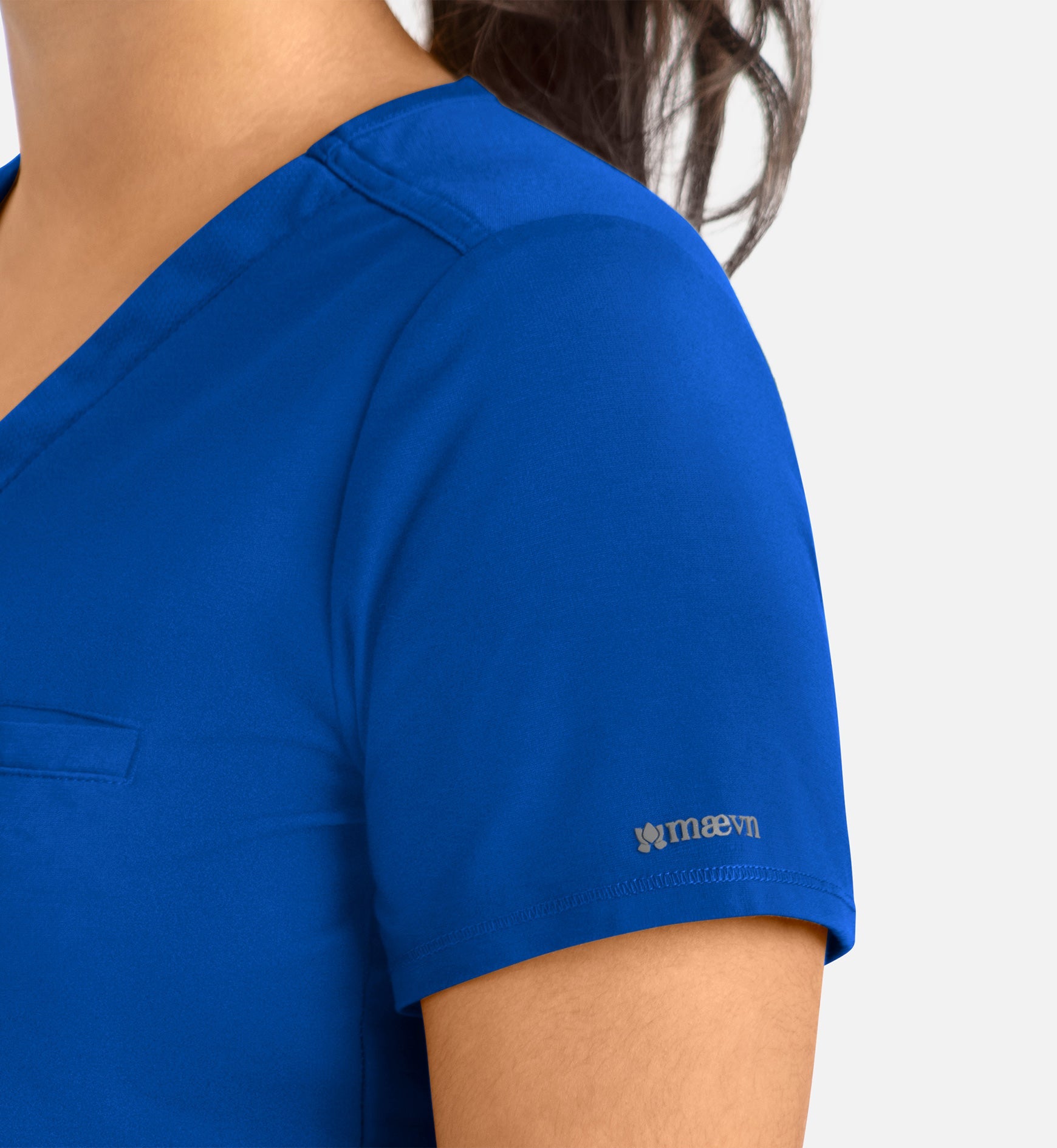 Focus 20301 Women's Banded V-Neck Top Royal Blue