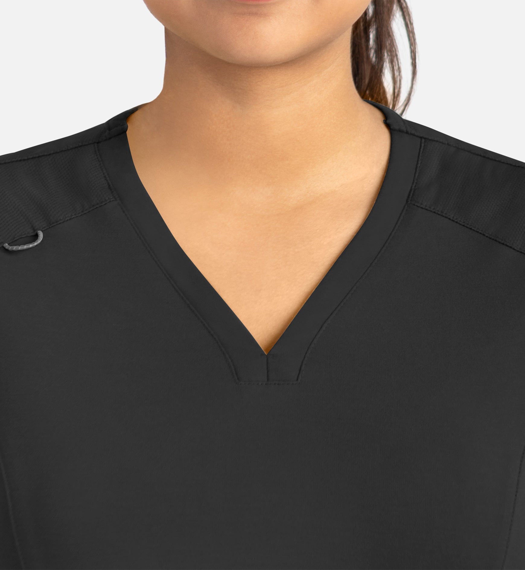 Focus 20302 Women’s Curved V-Neck Top Black