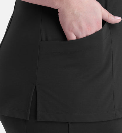 Focus 20302 Women's Curved V-Neck Top Black