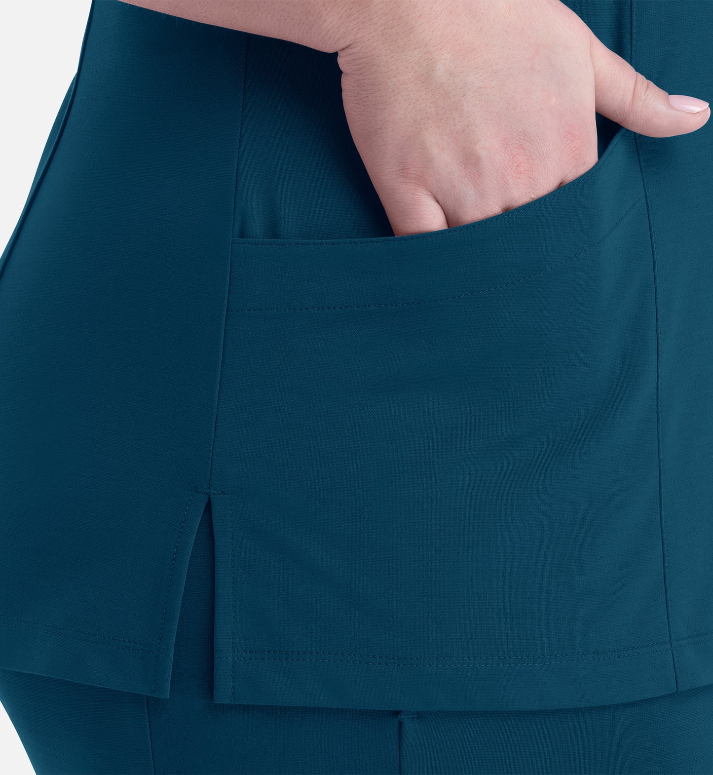 Focus 20302 Women's Curved V-Neck Top Caribbean Blue