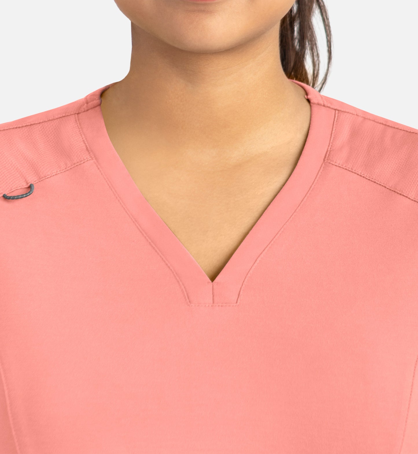 Focus 20302 Women’s Curved V-Neck Top Desert Coral