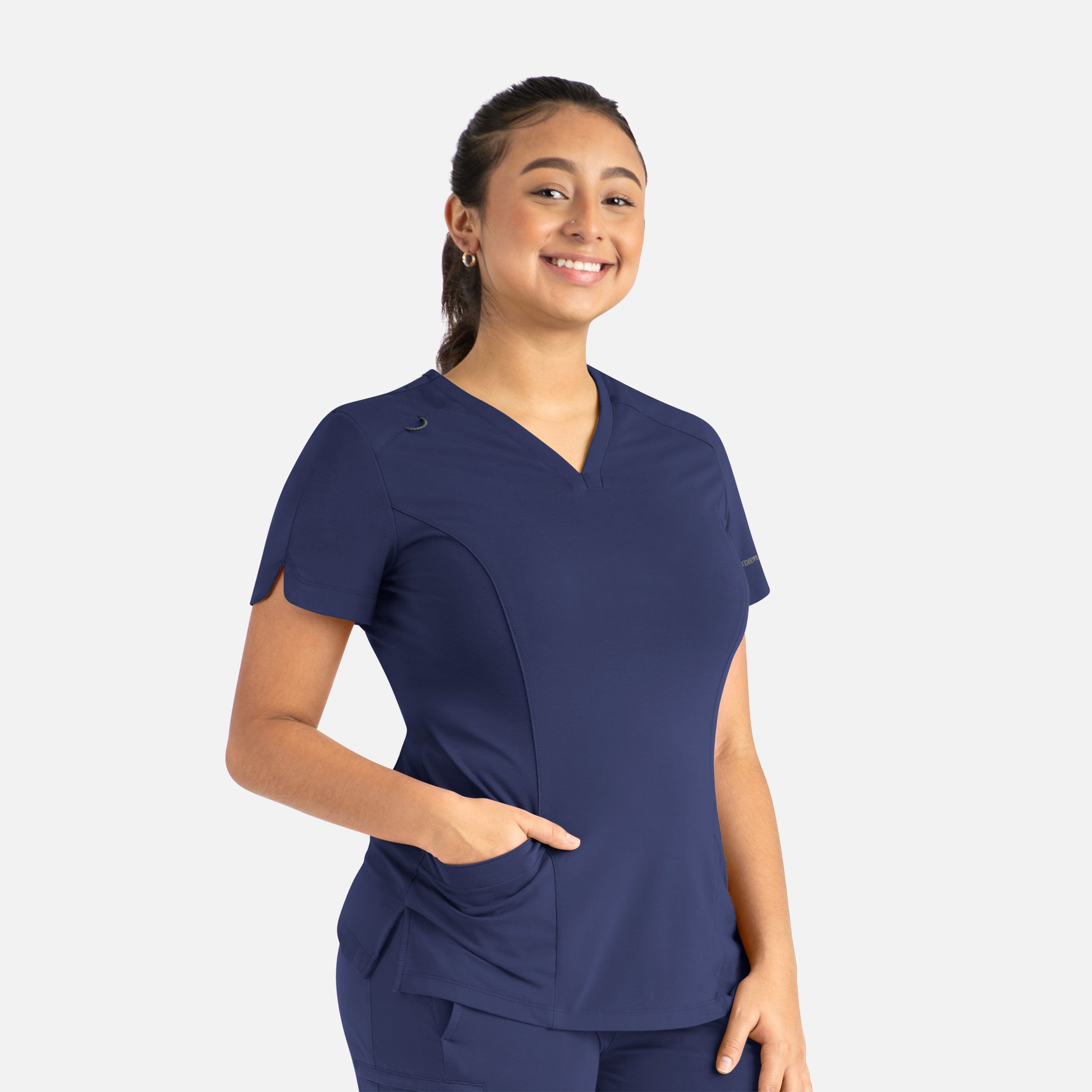 Focus 20302 Women’s Curved V-Neck Top Navy