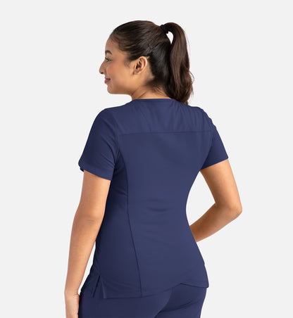 Focus 20302 Women’s Curved V-Neck Top Navy