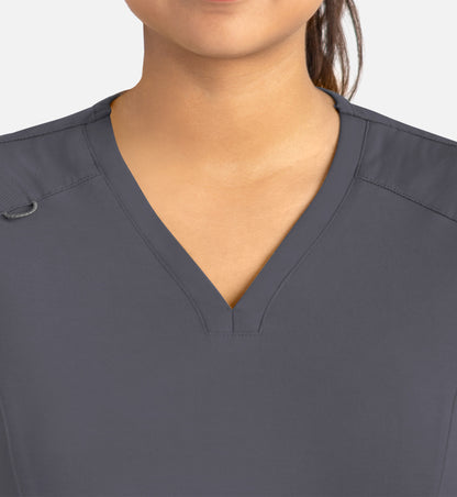 Focus 20302 Women’s Curved V-Neck Top Pewter