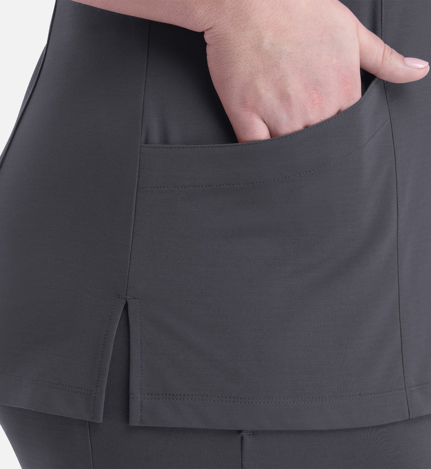 Focus 20302 Women's Curved V-Neck Top Pewter